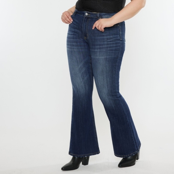 KanCan Flare Mid-Rise Waist Jeans Wide Distressed Classic Slim Fit Denim Pants - Picture 12 of 16